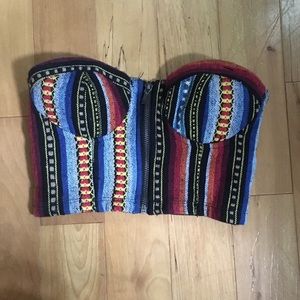 Strapless boho festival top